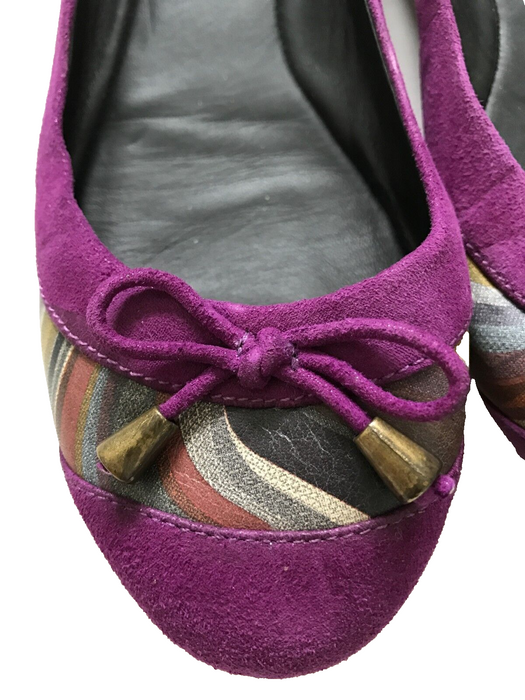 PAUL SMITH RARE SWIRL LEATHER INSERT WOMEN FLAT SHOES SIZE UK 4 EU 37