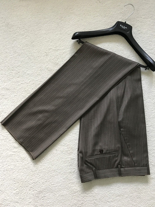 PAUL SMITH Taupe Stripe Trousers | Tailored Fit |Size 30R | LONDON Collection