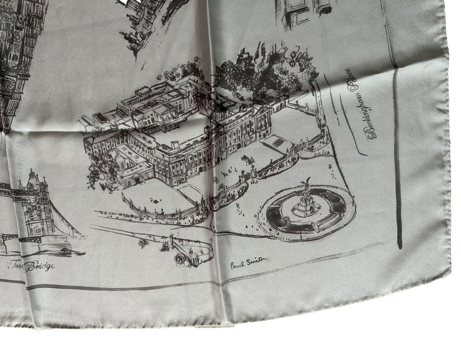 Paul Smith Silk Scarf - "LONDON" Graphic - 90cm x 90cm - Showcase Your City Style!