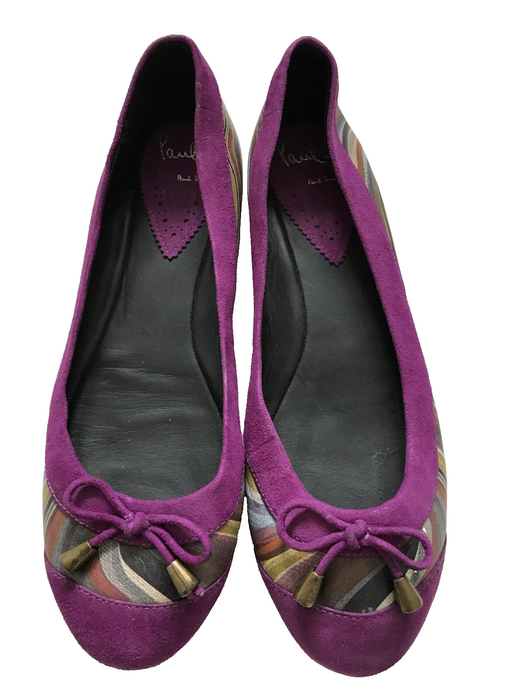 PAUL SMITH RARE SWIRL LEATHER INSERT WOMEN FLAT SHOES SIZE UK 4 EU 37