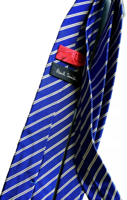 Paul Smith Blue and White Striped Tie - 6cm Blade - Italian Style Essential!